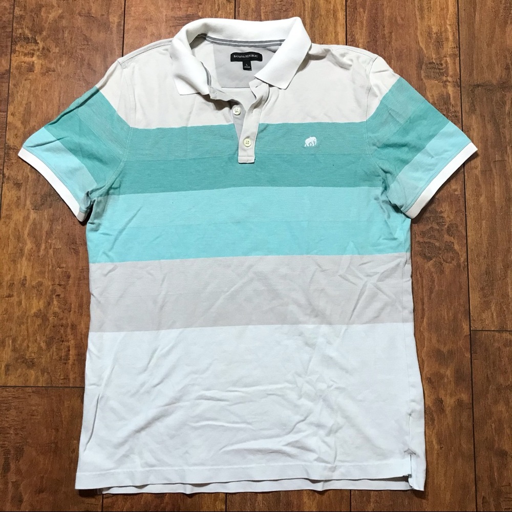 Banana Republic light blue, white, grey polo